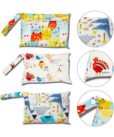 3 Pcs Washable Reusable Zipper Diaper Wet Bag - Waterproof Daycare Organiser for Wet/Dry Clothes, Swimwear, Cloth Diapers - Buy Online on GoSupps.com