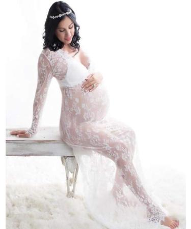 BUOYDM Maternity Lace Photography Props Maxi Dress - Elegant White XXL - Buy Online on GoSupps.com