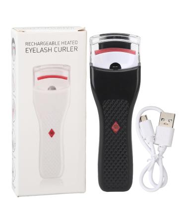 Heated Eyelash Curler Rechargeable LED Lighting Long Lasting Handheld Lash Heating Curler Black