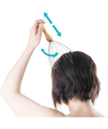 Fuchsi Head Spider Massager | High-Quality Wooden Handle | 20 Soft Metal Sensors for Ultimate Relaxation - Buy Online on GoSupps.com
