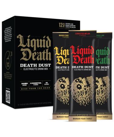 Liquid Death Electrolyte Death Dust - Hydration Powder Packets - 12-Stick Variety Pack - 3 Flavors - Mix 1 Stick with 16 oz Water Variety Pack 1 Count (Pack of 12)
