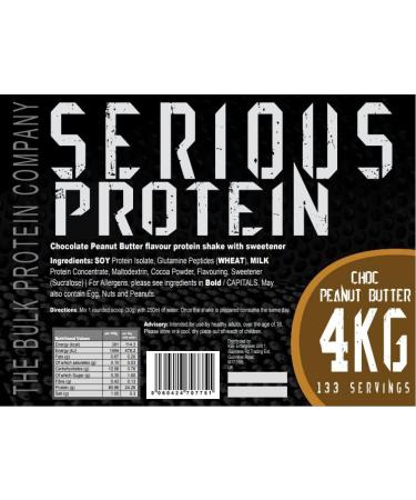 The Bulk Protein Company SERIOUS PROTEIN Whey Protein Powder 4kg Low Carb Supports Lean Muscle Growth Recovery Supplement 133 Servings Chocolate Peanut Butter - Buy Online on GoSupps.com