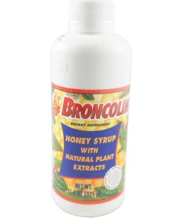 Broncolin Honey Cough Relief Syrup with Natural Plant Extracts Dietary Supplement Regular 11.4 oz (Pack of 9)