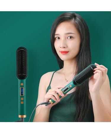 Hair Straightener Brush with 31 Temp Settings Ionic Ceramic Hot Comb LCD Display Curling Comb (Green) for Effortless Styling - Buy Online on GoSupps.com