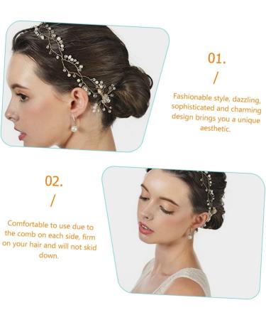 Housoutil Crystal Double Hair Comb Bridal Hair Vine Accessories Black Hair Bow Hair Comb Accessory Hair Jewelry for Wedding Childrens Crown Classic Bride Headgear Alloy - Buy Online on GoSupps.com