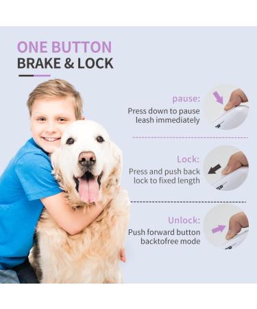 DISSICE Retractable Dog Leash with LED Light 16ft & Anti-Slip Handle for Dogs up to 66 lbs 360 Tangle-Free One Button Brake & Lock(Ivory) Ivory+rainbow Ring - Buy Online on GoSupps.com