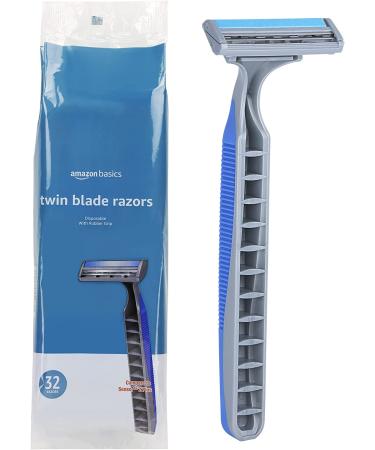 Amazon Basics Twin Blade Disposable Razors - 32 Count with Rubber Grip - Buy Online on GoSupps.com