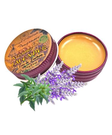 Kashmir LAVENDER Perfume - Eau de Parfum - Solid Balm - Natural Essential Oils Aromatherapy Fragrance- (Lavandula Angustifolia Hyacinth Violets Heliotrope Labdanum) Travel Size Party Gifts -0.5oz