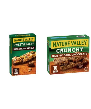 Nature Valley Sweet & Salty Dark Chocolate Nut Granola Bars 15 Count & Crunchy Granola Bar Oats and Dark Chocolate 210g