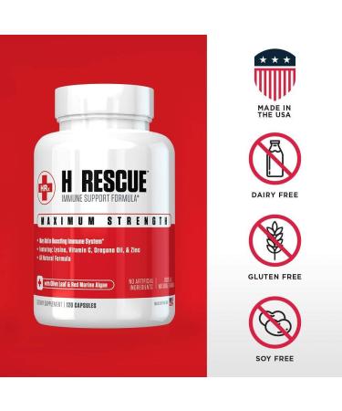 H Rescue Immune Support Formula with Lysine, Zinc, Vitamin C, Oregano Oil - 120 Caps - Buy Online on GoSupps.com