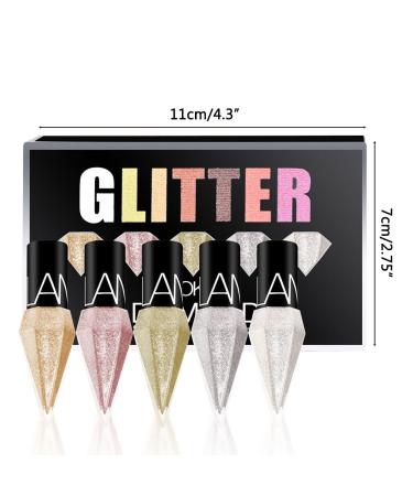 Bagima Glitter Fluid Eyeliner Set | 5-Piece Waterproof Diamond Glossy Eyeshadow | High Pigmented Shimmering & Smudge-Proof Makeup - Buy Online on GoSupps.com