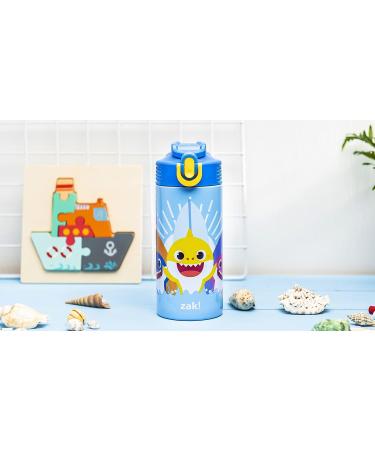 Zak Designs Baby Shark 14 oz Stainless Steel Kids Water Bottle - Vacuum Insulated, Flip-Up Straw Spout, Locking Cover - Durable Cup for Sports or Travel - Buy Online on GoSupps.com