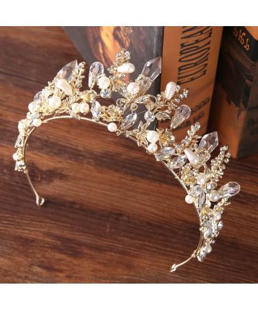 Bmirth Baroque Crown and Tiara - Gold Crystal Pearl Wedding Queen Crown for Women and Girls - Buy Online on GoSupps.com