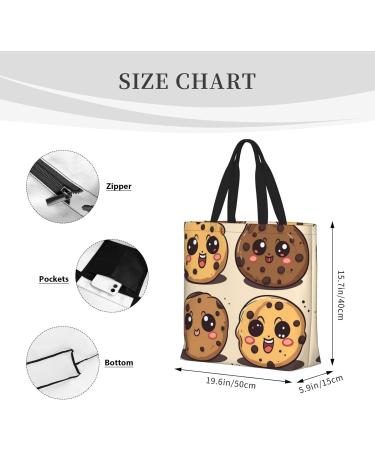 DEHIWI 3 Chocolate Chip Cookies With Different Expressions Tote Bag For Women Waterproof Casual Shoulder Bag With Zipper Grocery Handbags For Office Shopping Travel Black One Size - Buy Online on GoSupps.com