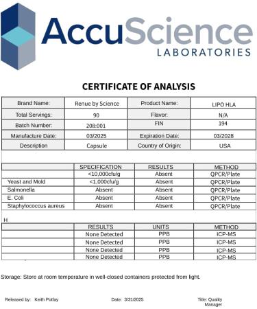 Renue By Science Hyaluronic Acid | HLA Liposomal Hyaluronic Acid Supplements | 90 Acido Hialuronico Capsules - 150mg Hylunaric Acid per Serving | Non-GMO | Made in The USA Third-Party Tested - Buy Online on GoSupps.com