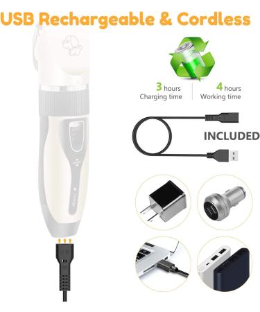 USB Rechargeable Dog Grooming Clipper Kit - Low Noise Pet Hair Trimmer Set for Dogs and Cats | NA - Buy Online on GoSupps.com