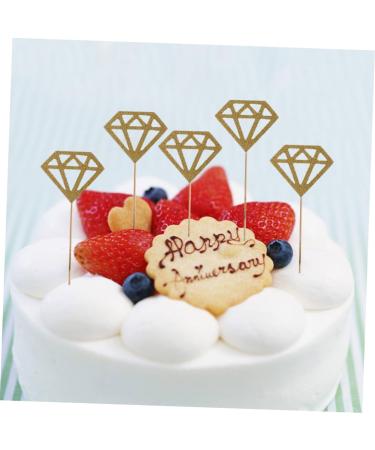 100pcs Wedding Birthday Diamond Decor Cake Insert Card Golden medium - Buy Online on GoSupps.com