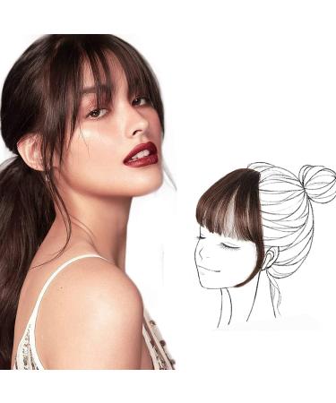 Real hair extension to clip in mini air bang pony hairpiece by Remeehi