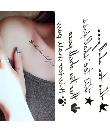 Oottati Small Cute Bird Crown Temporary Tattoo Quote 'This Too Shall Pass' (2 Sheets) - Buy Online on GoSupps.com
