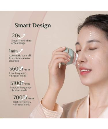 Electric Face Scrubber with Cleansing Station | Wireless Charging | 3 Brush Heads | Green - Buy Online on GoSupps.com