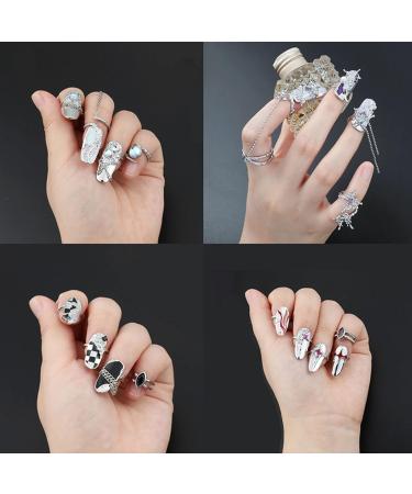 LAMDNL Adjustable Nail Rings Alloy Nail Art Finger Rings Women Girl Gifts Jewelry Nail Rings Fingertip Rings Set Alloy Material - Buy Online on GoSupps.com
