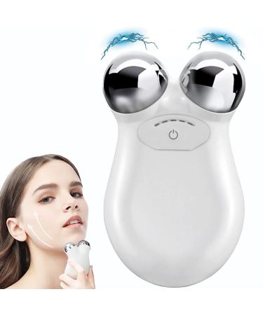 Microcurrent Facial Device Face Lift Device Mini Microcurrent Face Device Roller Microsculpt Device for Face Lift The face and Tighten The Skin Facial Wrinkle Remover Toning Device White