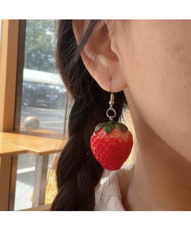 Delicate Resin Strawberry Earrings Simulation Fruit Earwears for Any Occasion - Buy Online on GoSupps.com