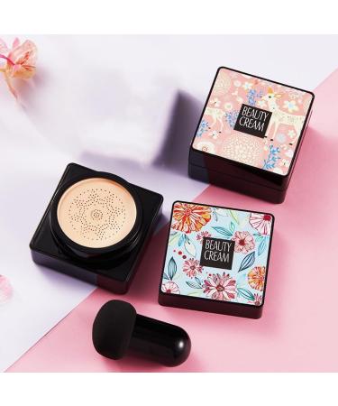 PICKX Mushroom Head Air Cushion BB Cream Concealer Lasting Nude Makeup Moisturizing Brightening Pigment CC Liquid Foundation Even Skin Tone Makeup Base Primer (B-2PC) - Buy Online on GoSupps.com