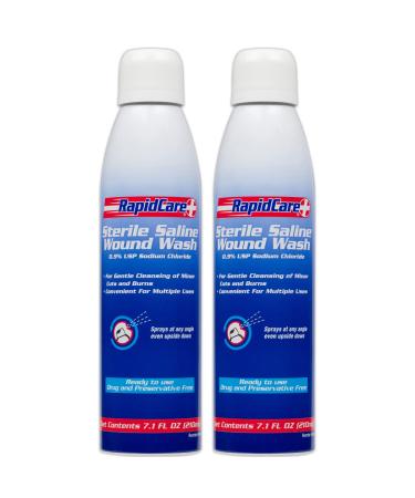 Rapid Care First Aid 665-2 Sterile Saline Wound Wash Spray 7.1oz, Cleans Cuts & Burns, Drug & Preservative Free, Pack of 2