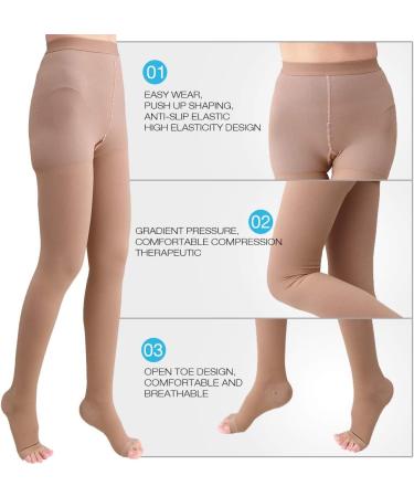 Buy Medical Compression Tights for Women | 2030 mmHg Opaque Support Hose for Edema | Open Toe Beige XXL - Buy Online on GoSupps.com