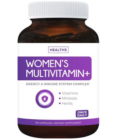 Multivitamin for Women (Non-GMO) Daily Womens Multivitamin + Minerals for Energy Boost Antioxidants Hair & Eye Health - with Biotin Zinc Magnesium & Lutein - Vitamins Plus - 60 Capsules