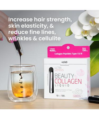VPLAB Ultra Lot de 10 tubes de collag ne liquide pour femme 4000 mg M lange concentr de fruits tropicaux fraise et kiwi peptides de collag ne liquide pour des cheveux une peau et des ongles sains - Buy Online on GoSupps.com