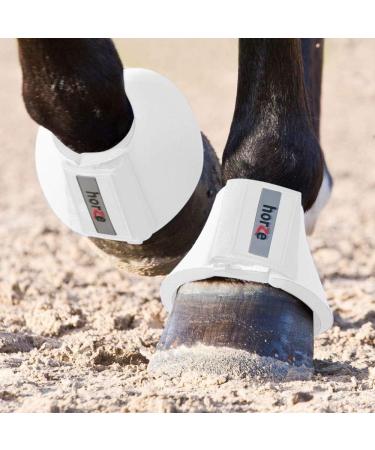 HORZE ProBell Horse Bell Boots - Set of 2 Jumping Boots with Velcro Fastener - White LL - Premium Horse Gear for International Shipping - Buy Online on GoSupps.com