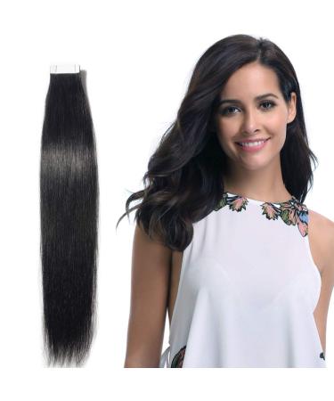 Silk Co Tape in Extensions - #1 Deep Black Real Hair - 20 Whip x 4cm - 50g Remy Hair Extensions - Buy Online on GoSupps.com
