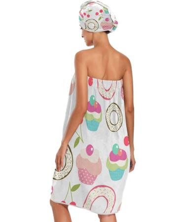 Buy Spa Towel Wrap for Women - Set of 3 Cute Cartoon Cake Cherry Fast Dry Adjustable Closure - Perfect for Spa Days - Buy Online on GoSupps.com