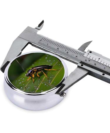 Portable 3-Compartment Round Pill Box Organizer | Insects on Leaves Design | Ideal for Purse & Pocket | International Shipping - Buy Online on GoSupps.com