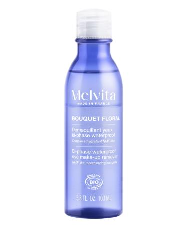 Melvita - D maquillant Yeux Bi-Phase Waterproof - Bouquet Floral - Eaux Florales d'Oranger et Rose Th Vert - Yeux Sensibles - 200 ml