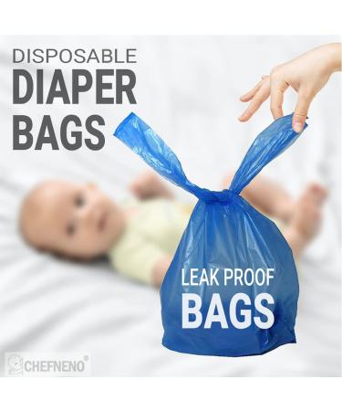 500 Count Disposable Baby Diaper Bags with Fresh Baby Powder Scent | Easy Tie Handles | Multi-use for Pet Waste Disposal & Sanitary Pads - Blue - Buy Online on GoSupps.com