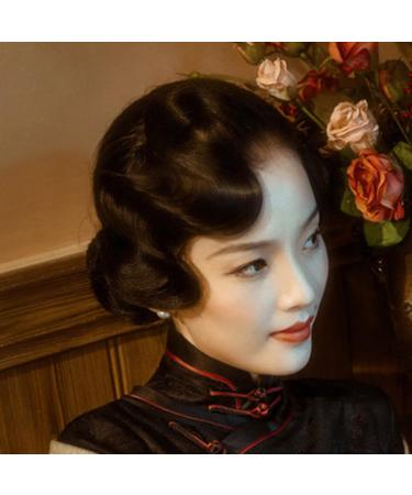 FRCOLOR vintage wavy wig hair extension wig extensions hair tie womens wigs hair buns women wigs curly hair wig wrap around hair extension Miss hair accessories High temperature wire wave 25X4CM Black - Buy Online on GoSupps.com