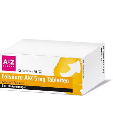 Folic Acid AbZ 5 mg Tablets - 100 Count | Support Folic Acid Deficiency | International Shipping Available - Buy Online on GoSupps.com