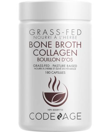 Codeage Organic Bone Broth Collagen Capsules Grass Fed - Pasture Raised Chicken Bone Broth Collagen - 180 Capsules