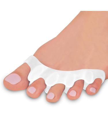 Toe Separators for Overlapping Toes and Restore Toes  Silicone Bunion Corrector  Toe Spacers for Feet  Hammer Toe Straighteners  Spacers for Crooked Toes  for Women and Men  2 pcs Set (White)