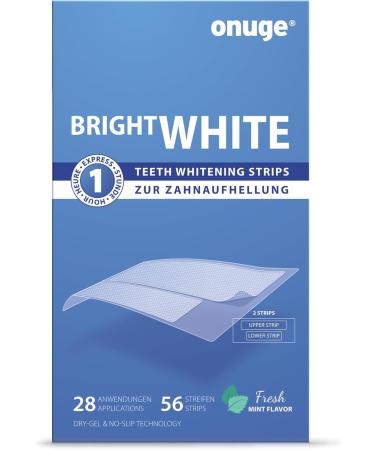 Onuge Bright White Teeth Whitening Strips - Peroxide-Free & Sensitive Teeth Safe - 56 Strips for 28 Days Whitening | Best Tooth Bleaching Solution - Buy Online on GoSupps.com