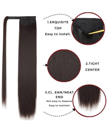 Buy Dark Brown 70cm Clip-in Ponytail Extensions | Natural Hair Wrap Around Hairpiece - Perfect for Braid & Magic Style - Buy Online on GoSupps.com
