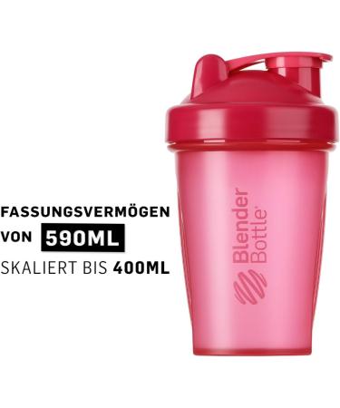 BlenderBottle Classic Shaker 590ml - Pink Transparent | BPA Free Protein Shaker & Water Bottle with Blender Ball for Optimal Mixing - Buy Online on GoSupps.com