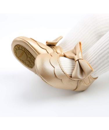 Baby Girls Mary Jane First Walking Shoes | PU Leather Anti-Slip Princess Shoes 12-18 Months | Infant Baby Shoes (Color: Gold) - Buy Online on GoSupps.com