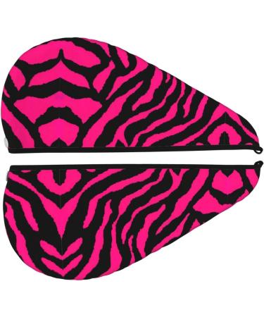 Zebra Tiger Leopard Pink Coral Velvet Dry Hair Cap - Quick-Dry Towel Wrap for Travel & Home | Shop Internationally - Buy Online on GoSupps.com