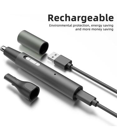 Rechargeable Nose and Eyebrow Trimmer - Professional 2 in 1 Metal Razor for Painless Hair Removal - Black - Buy Online on GoSupps.com