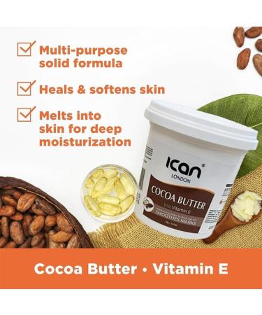 ican London Cocoa Butter With Vitamin E 24hr Moisturizing Smoothes Marks & DIY Use 125g - Buy Online on GoSupps.com