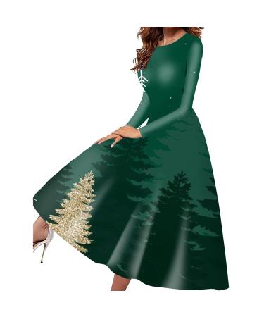 Hanxiulin Christmas dress ladies sweater dress casual hoodover party dress women Christmas tunic dress bag sweatshirt dress christmas nice moose snow crediper snowflake printing club clothes AG xl
